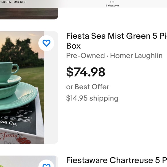 π§ββοΈ Fiesta 5-piece Place Setting FIESTA WARE SEA MIST RETIRED DEADSTOCK - Picture 13 of 16